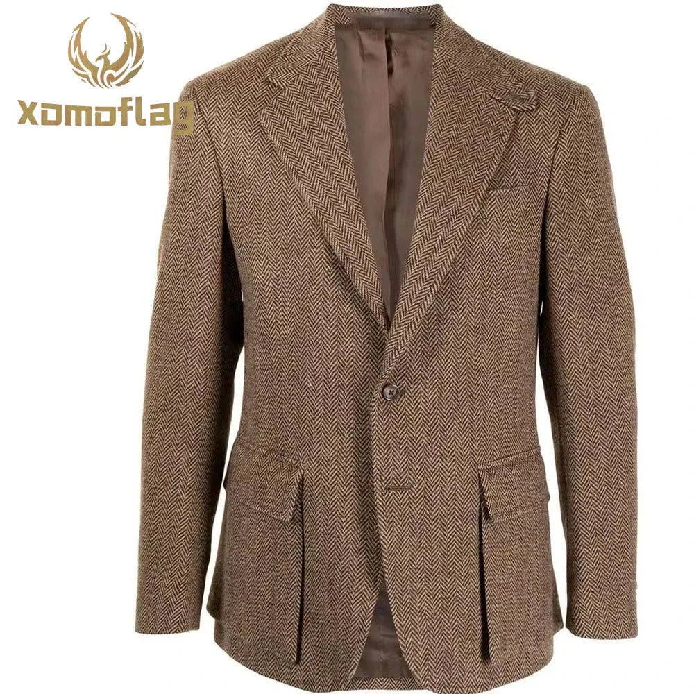 Elegant Man Dress Jackets Men Suit Men's Herringbone Blazers Business Casual Single Breasted Suits Sport Coats For Autumn Wnter