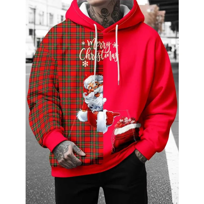 Christmas New Holiday Hoodie, Fun and Casual Fashion, Santa Claus 3D Print, New Year Fashion Sports Sweatshirt