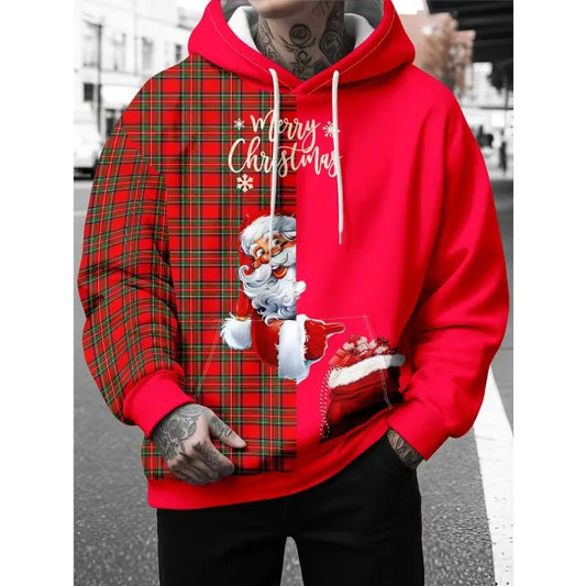 Christmas New Holiday Hoodie, Fun and Casual Fashion, Santa Claus 3D Print, New Year Fashion Sports Sweatshirt