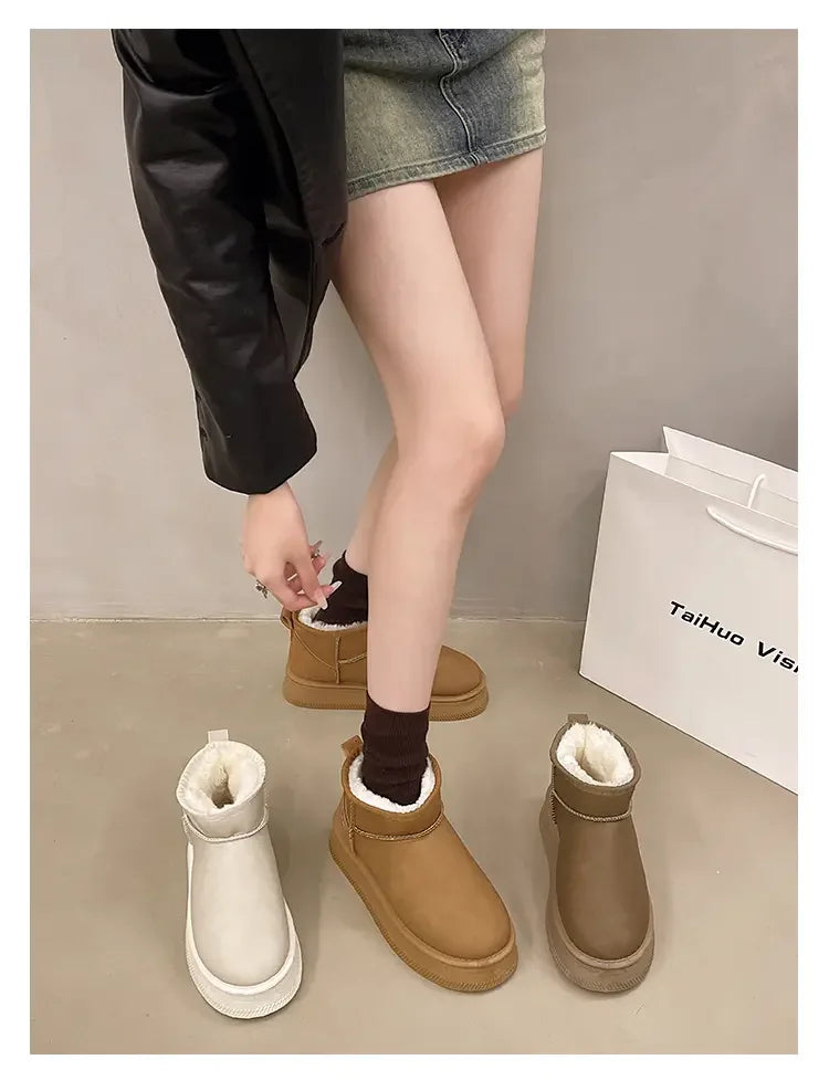Winter fashion women's boots snow boots with fleece and fur women's shoes warm, non slip, wear-resistant, soft and comfortable