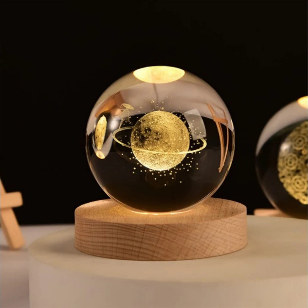 【Christmas birthday gifts】NEW Night Light Book Bear Rose USB LED Night Light Galaxy Saturn 3D Crystal Ball Mood Light Christmas