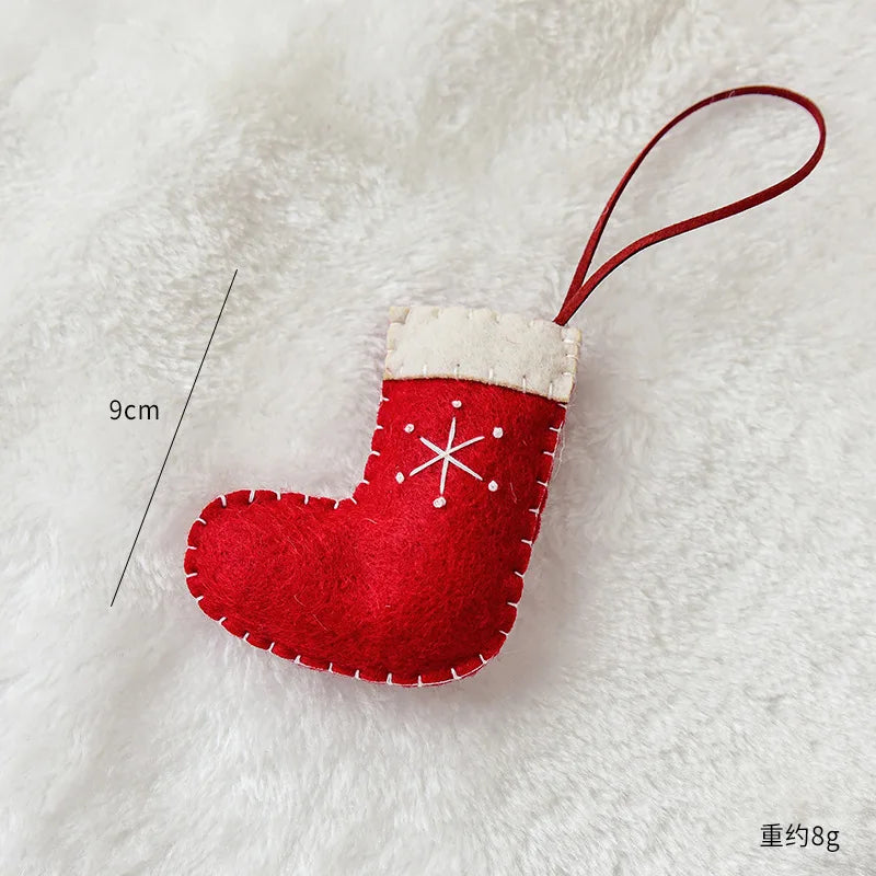 Christmas Tree Snowflake Gift Decoration Pendant Wool Felt Gingerbread Handmade DIY Accessories Christmas New Year Decoration