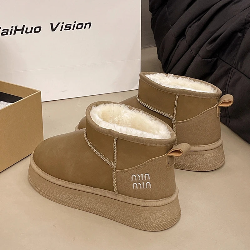 Winter fashion women's boots snow boots with fleece and fur women's shoes warm, non slip, wear-resistant, soft and comfortable