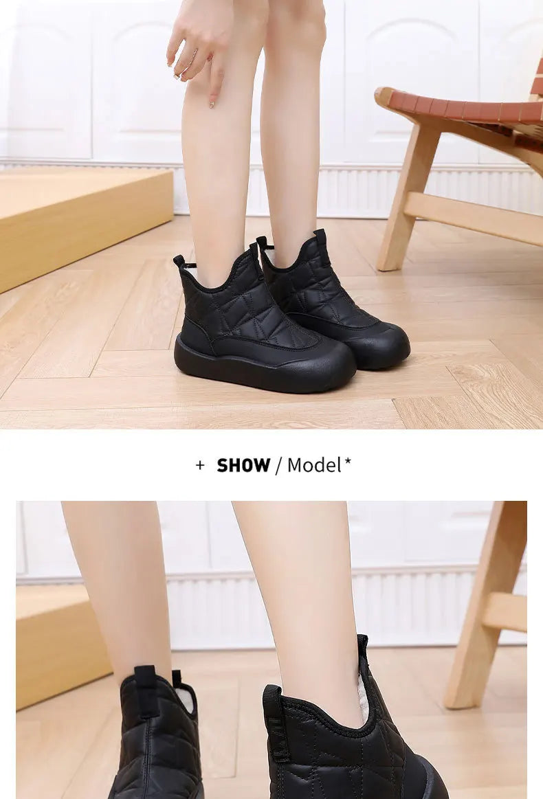 Winter boots 2025 woman warm wool fur booties waterproof lightweight mom ankle shoes warmth fur booties