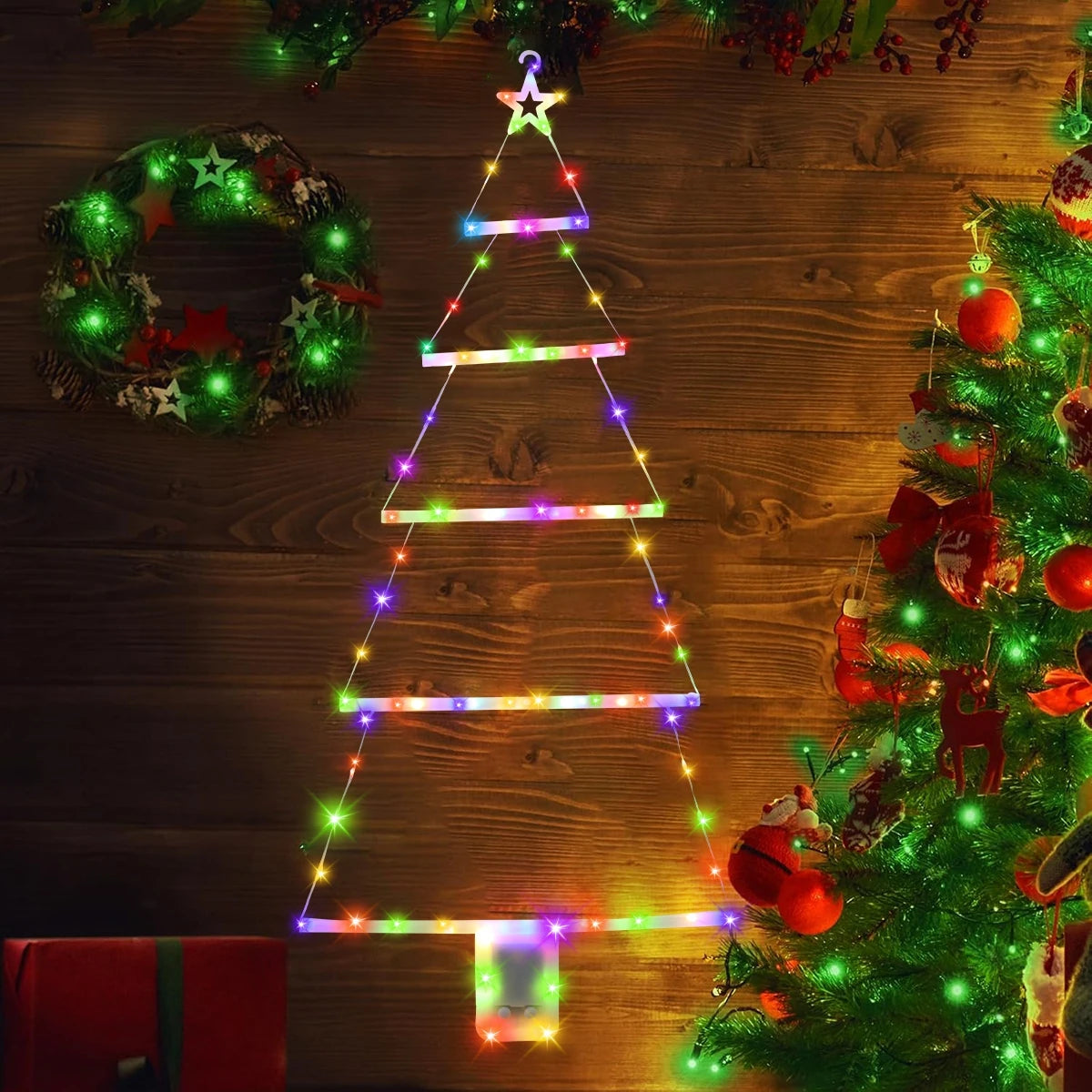 Christmas Tree Warm LED Ladder Lights Navidad Natal Noel Light Garland Merry Christmas Decorations For Home 2024 New Year 2025