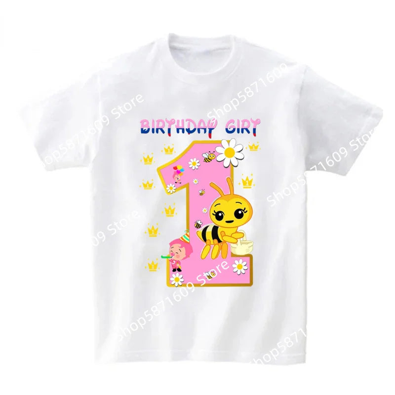 Family Matching Birthday Party Girl T-shirt Personalized Name Bee Sweet Family Mom and Dad Birthday Top