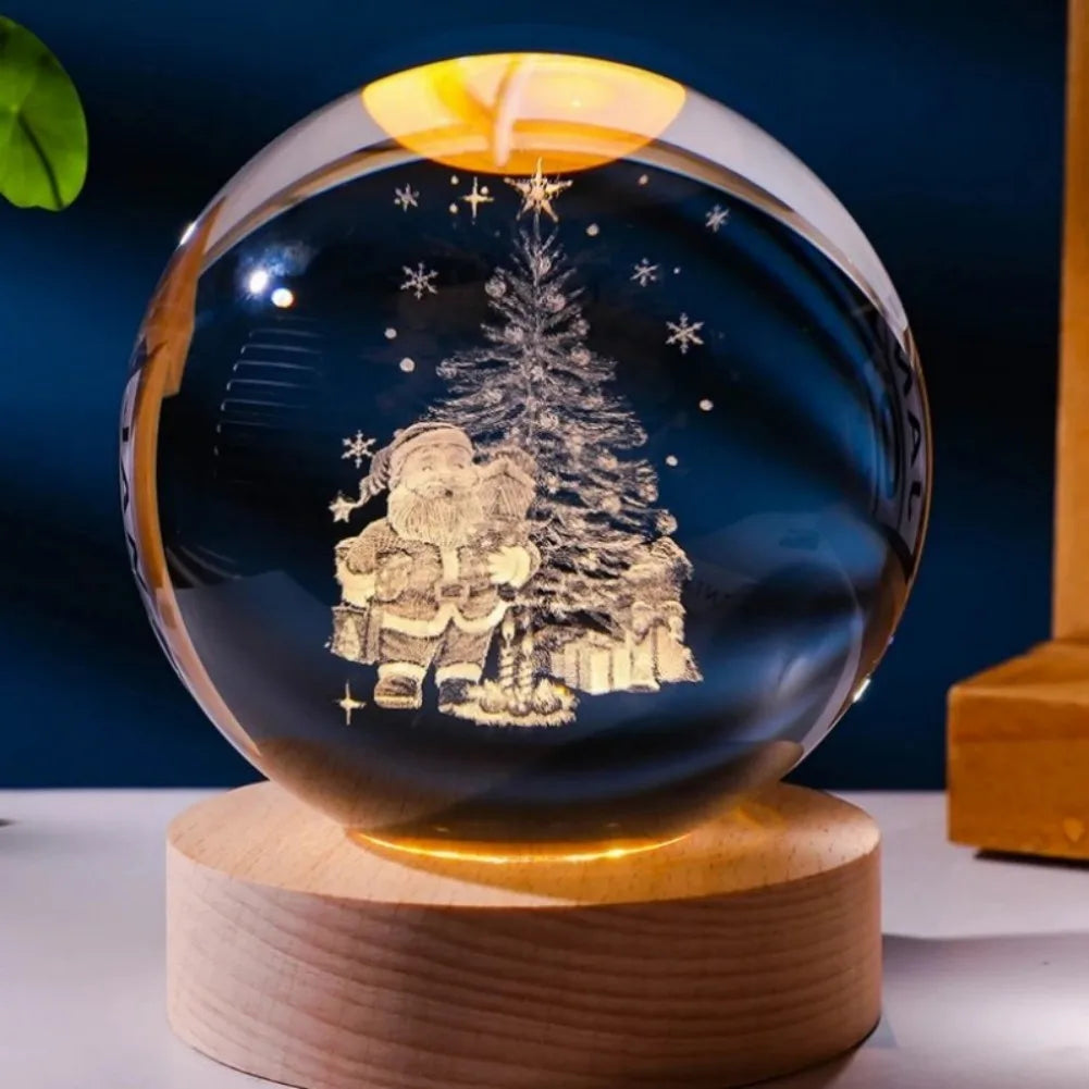 【Christmas birthday gifts】NEW Night Light Book Bear Rose USB LED Night Light Galaxy Saturn 3D Crystal Ball Mood Light Christmas