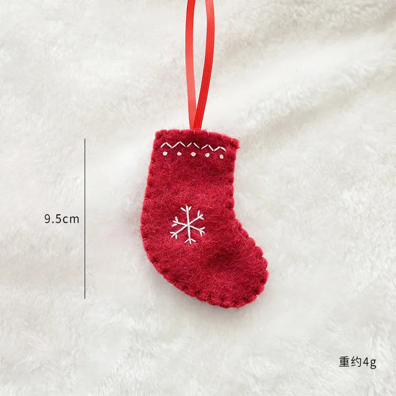 Christmas Tree Snowflake Gift Decoration Pendant Wool Felt Gingerbread Handmade DIY Accessories Christmas New Year Decoration