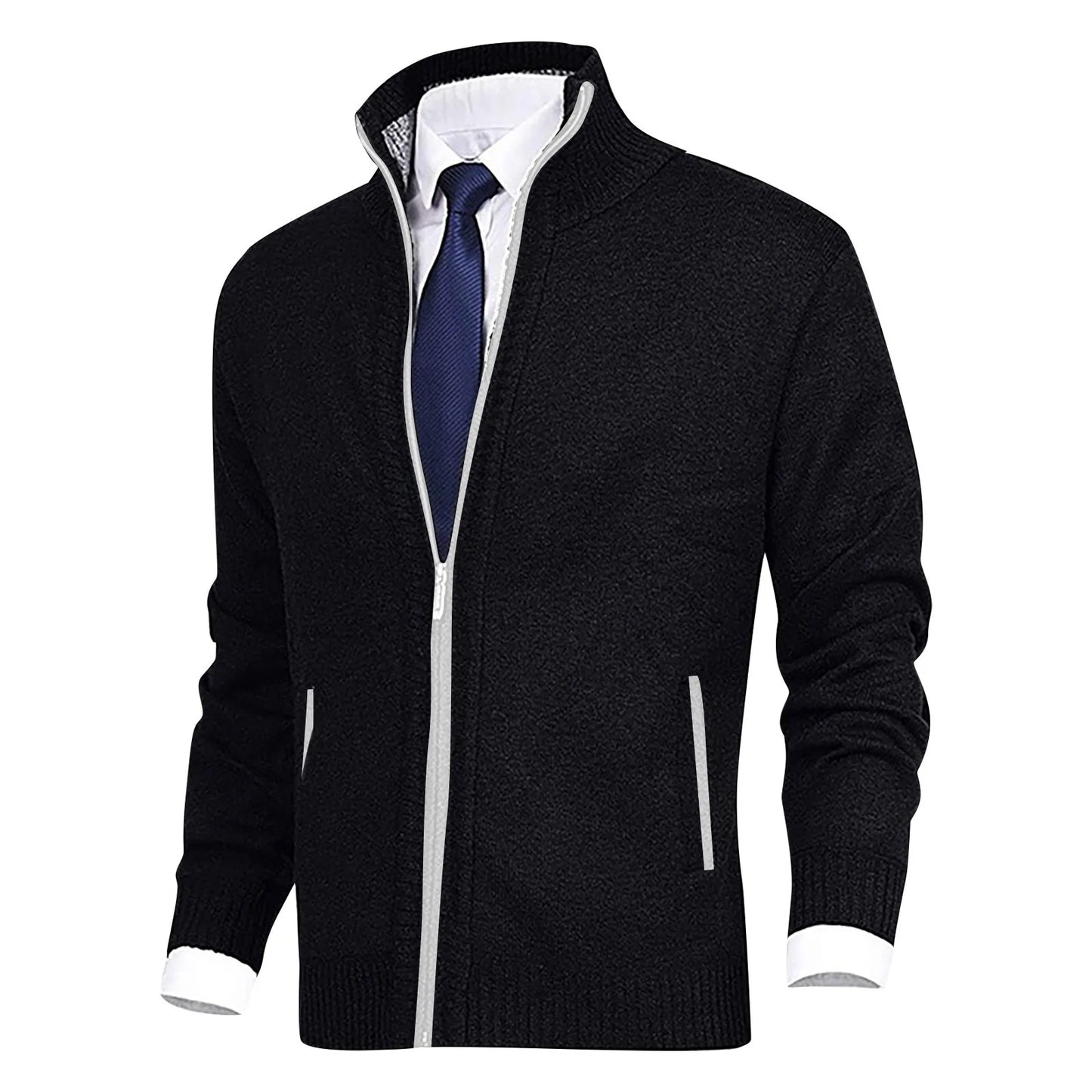 Winter Men'S Knitted Sweater Casual Coat Fashion Loose Cardigan Warm  Jacket Sweater  Stand Collar Knitting Coat Autumn