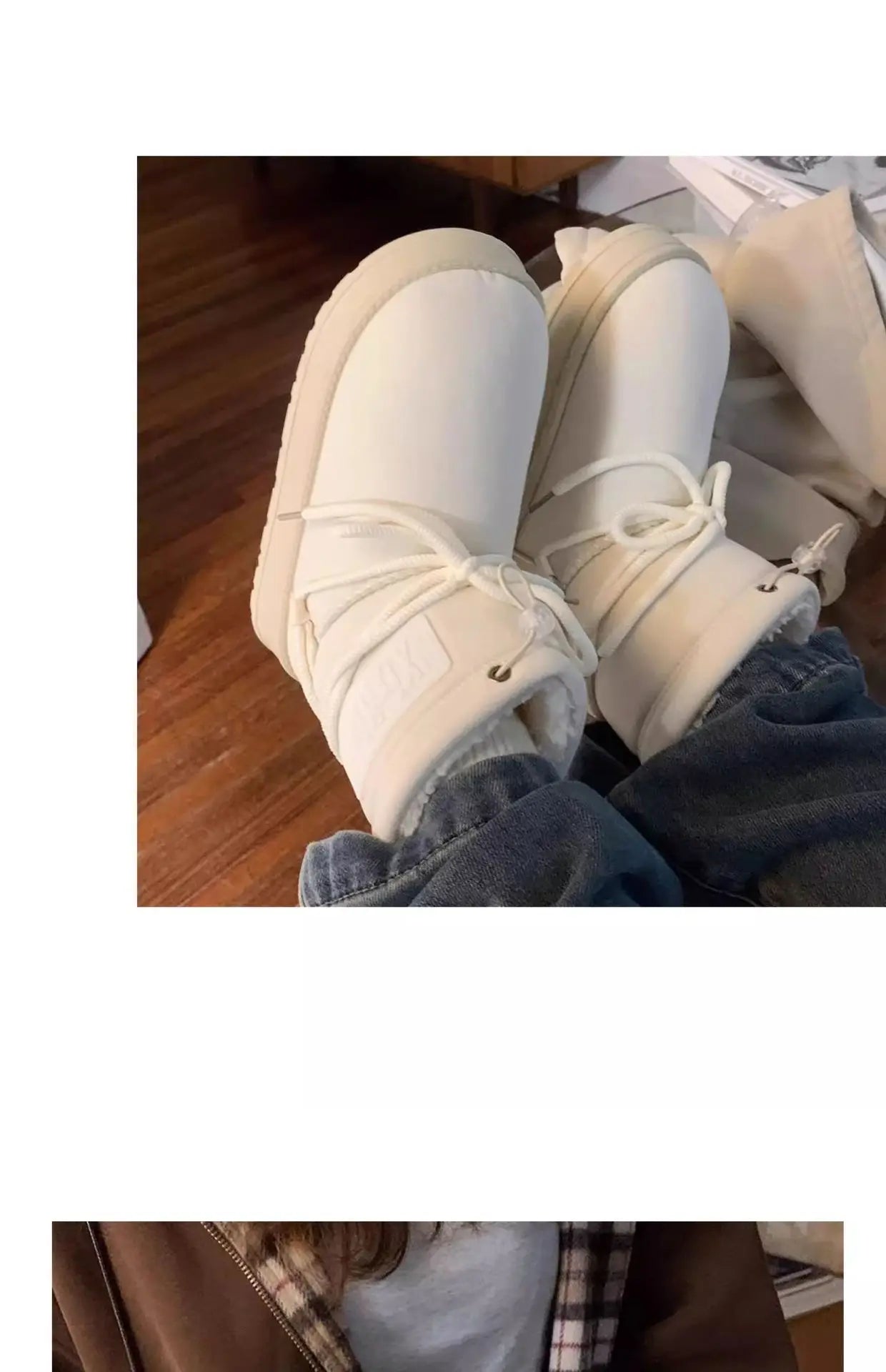 Winter Outdoor Women Ankle Snow Boots Ladies Plush Warm Shoes Classic Ultra Platform Cow Suede Furry Hook & Loop Flat Booties