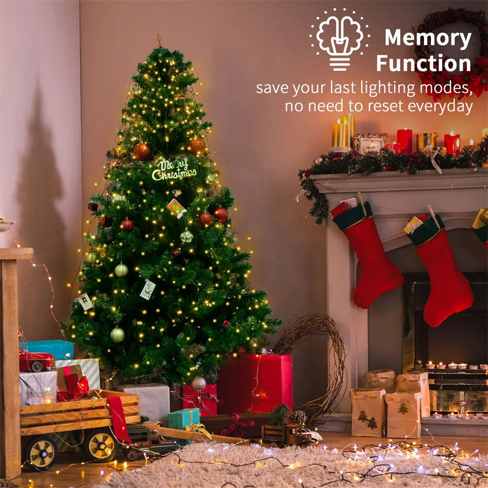 Festive Outdoor Christmas Garland & Tree Star Lights