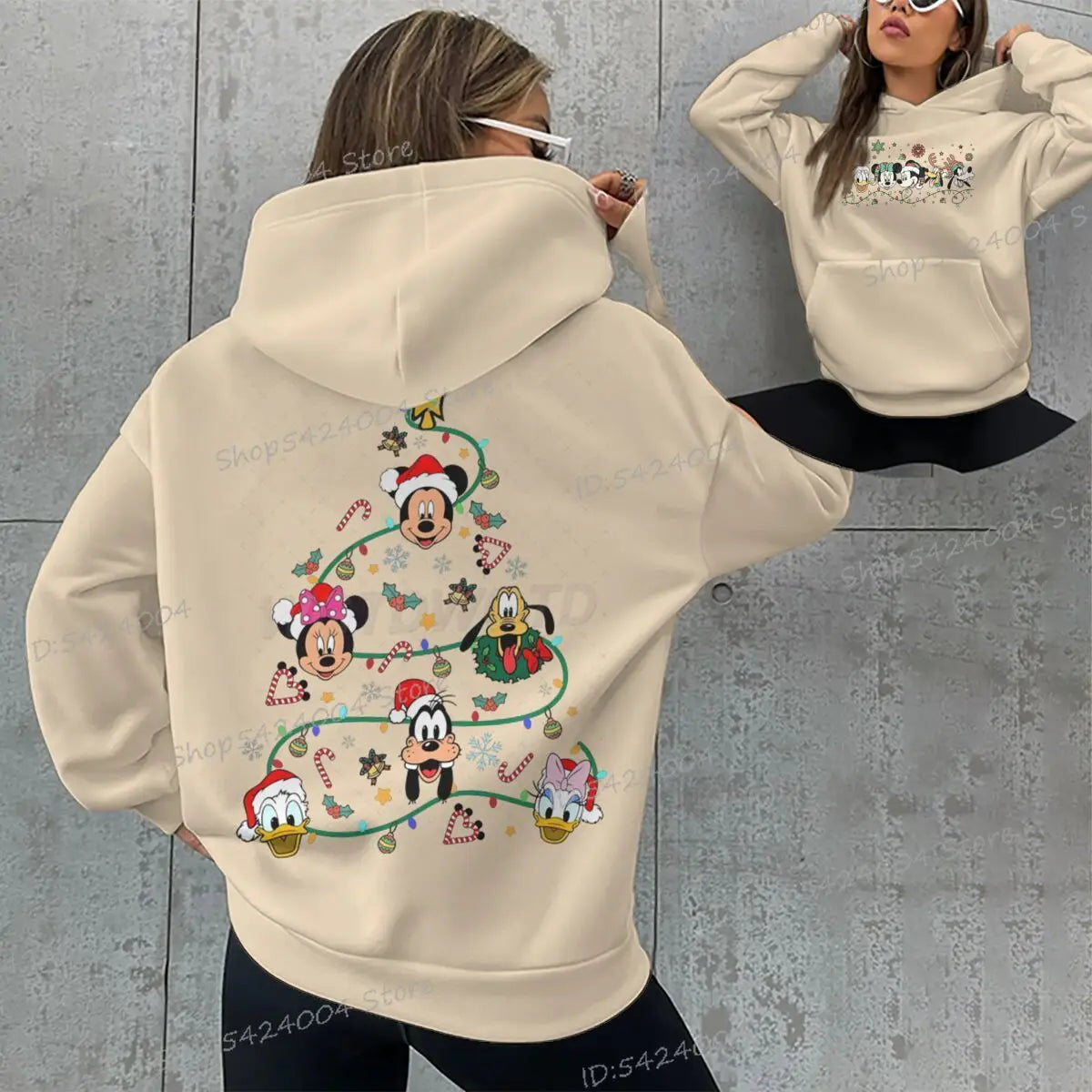 Mickey's Merry Christmas Party Hoodies Women Men 2025 Mickey and Friends Xmas Sweatshirts Long Sleeve Fleece Unisex Hoodie