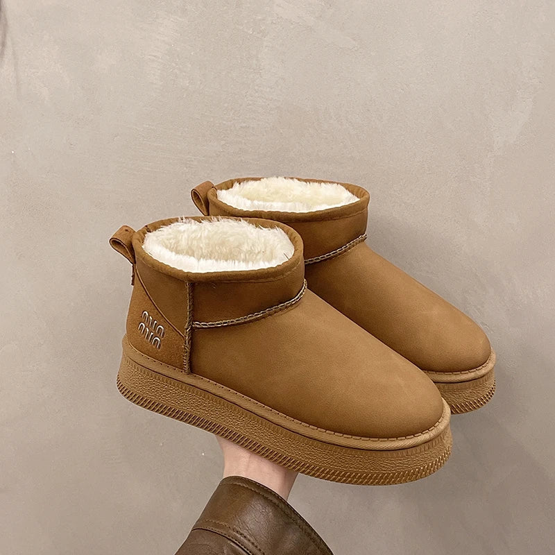 Winter fashion women's boots snow boots with fleece and fur women's shoes warm, non slip, wear-resistant, soft and comfortable