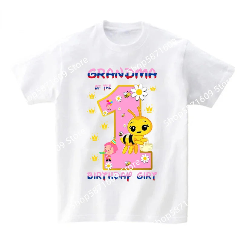 Family Matching Birthday Party Girl T-shirt Personalized Name Bee Sweet Family Mom and Dad Birthday Top