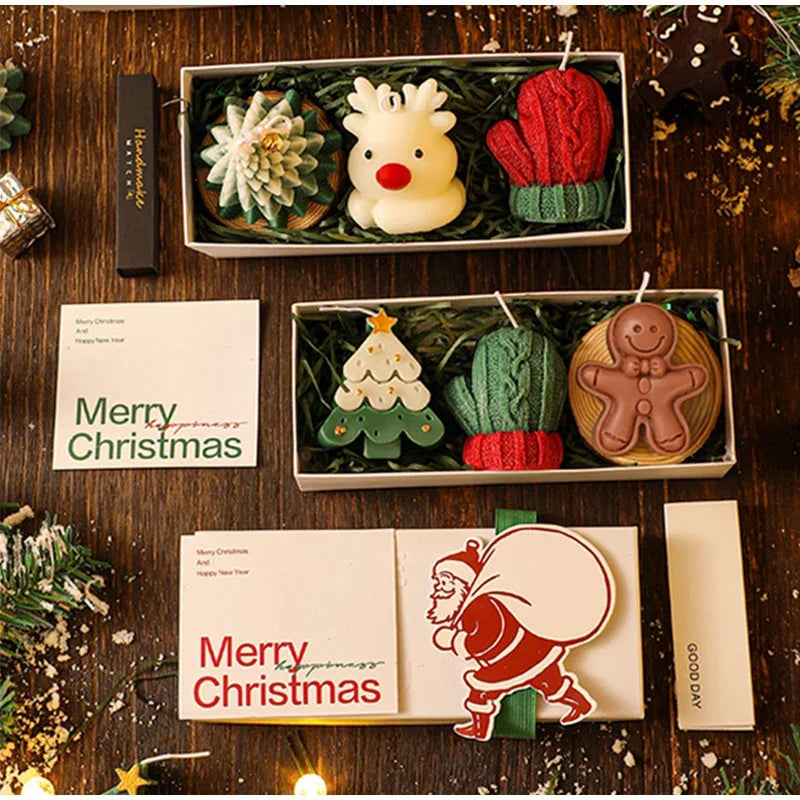 Christmas Scented Candles Three-piece Gift Box Gloves Elk Gingerbread Man Aromatherapy Girl Friends Creative Warm Christmas Gift