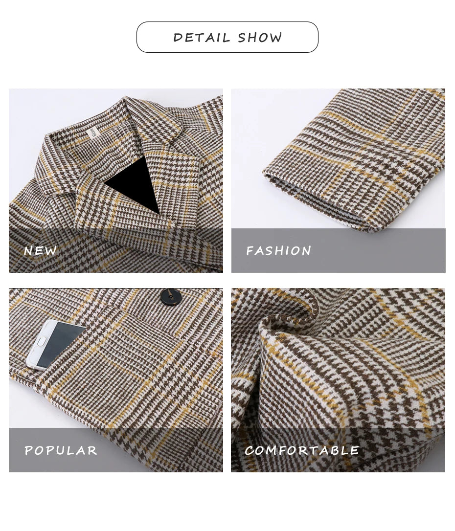 Winter Woolen Coat for Girl Thick Jacket Toddler Girls Plaid Outerwear Kids Clothes Autumn England Teenage Trench School Uniform