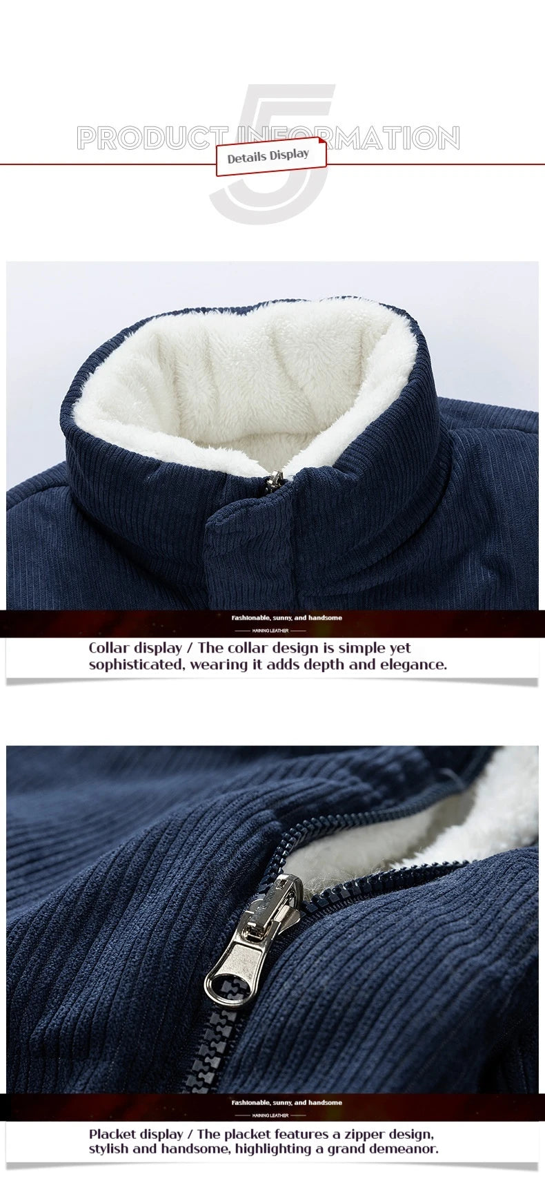 Winter Fashion Men's New Jacket Double-sided Wear Warm Winter Corduroy Cotton Clothing, Men's and Women's Fleece Jacket Thick