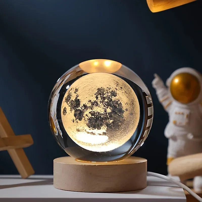 【Christmas birthday gifts】NEW Night Light Book Bear Rose USB LED Night Light Galaxy Saturn 3D Crystal Ball Mood Light Christmas
