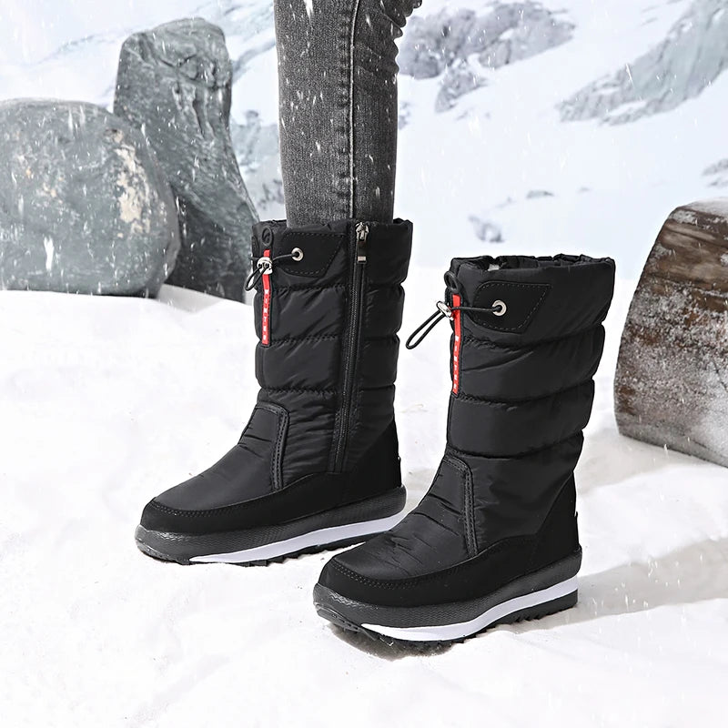 Autumn and Winter Cold-Proof Snow Boots for Men and Women, New Style, Fleece-Lined, Thickened, Non-Slip Cotton Shoes, Waterproof, Warm, High-Top Boots