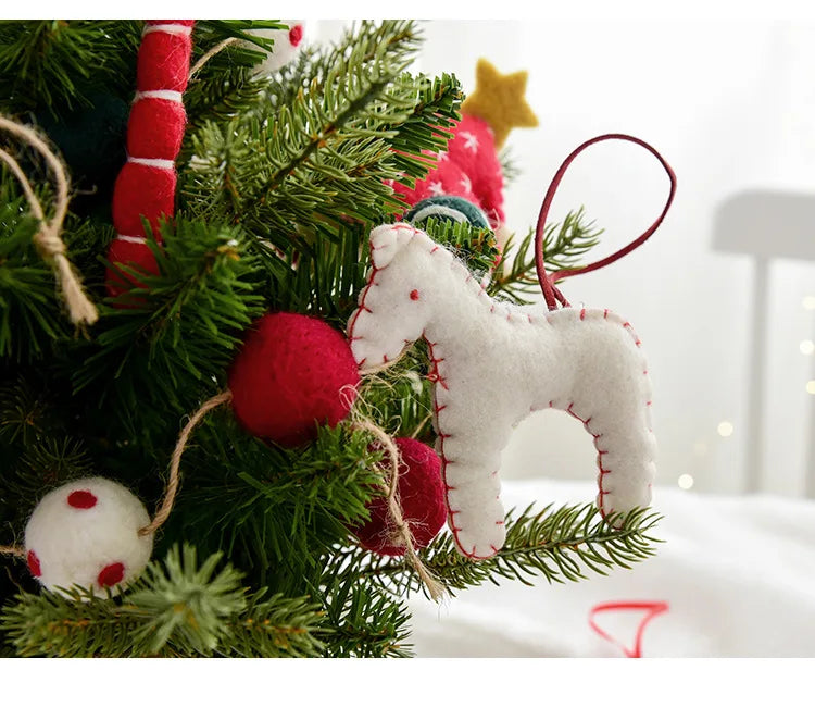 Christmas Tree Snowflake Gift Decoration Pendant Wool Felt Gingerbread Handmade DIY Accessories Christmas New Year Decoration