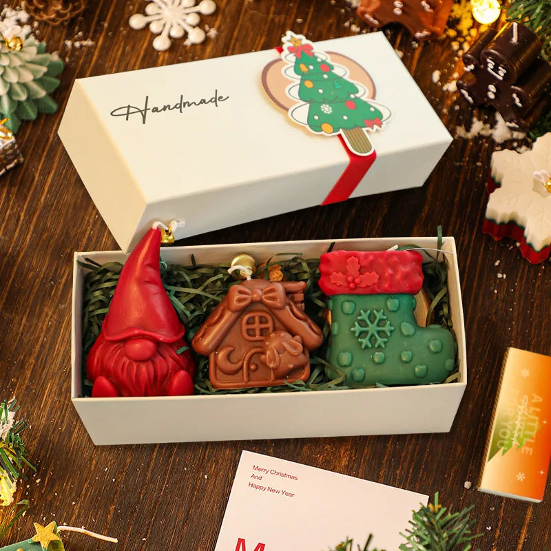 Christmas Scented Candles Three-piece Gift Box Gloves Elk Gingerbread Man Aromatherapy Girl Friends Creative Warm Christmas Gift