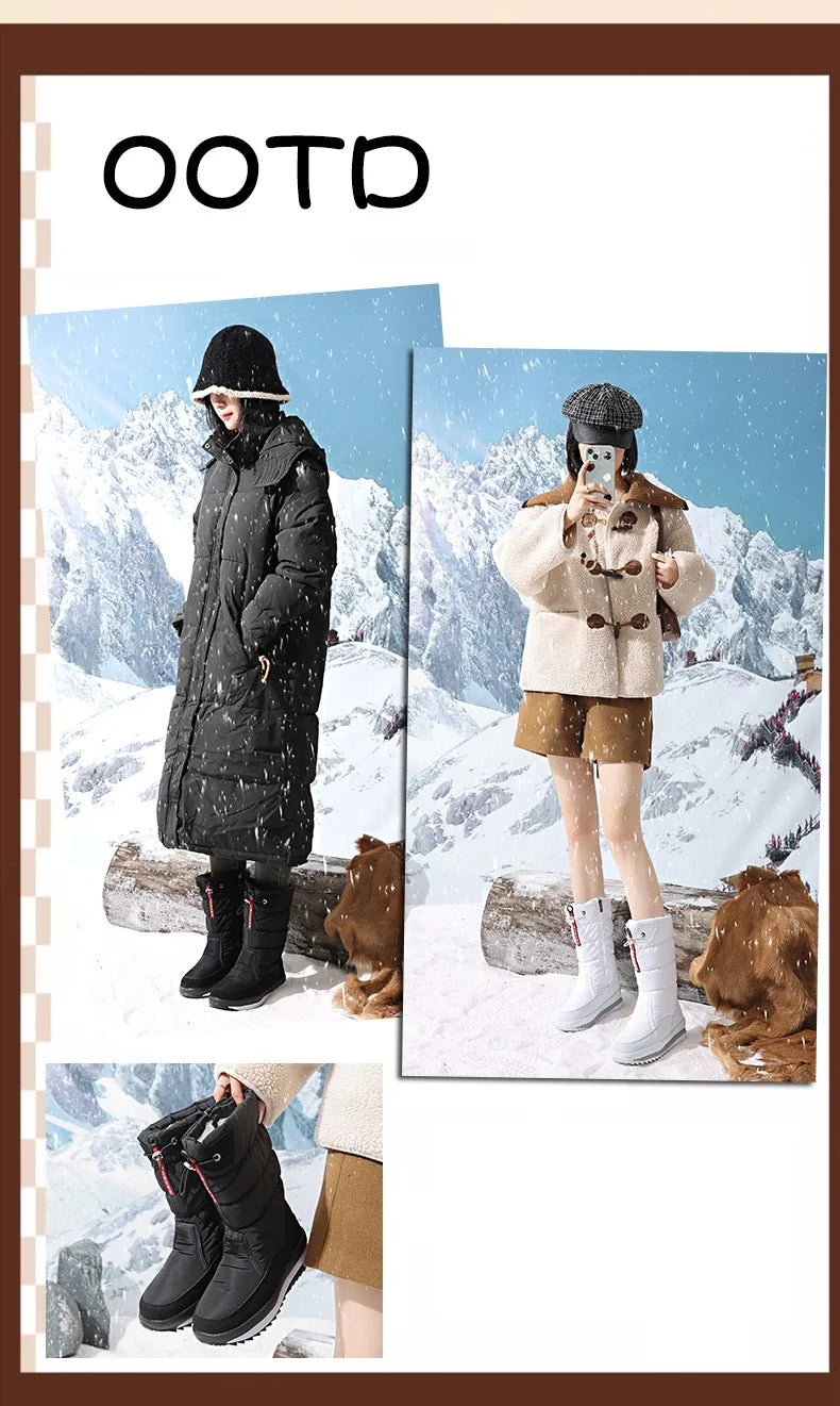 Autumn and Winter Cold-Proof Snow Boots for Men and Women, New Style, Fleece-Lined, Thickened, Non-Slip Cotton Shoes, Waterproof, Warm, High-Top Boots