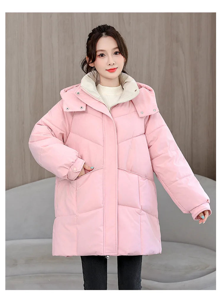 Winter New Down Long Jacket Women Warm Hooded Women's Cotton Padded Puffer Coat Fashion Temperament Overcoat Top