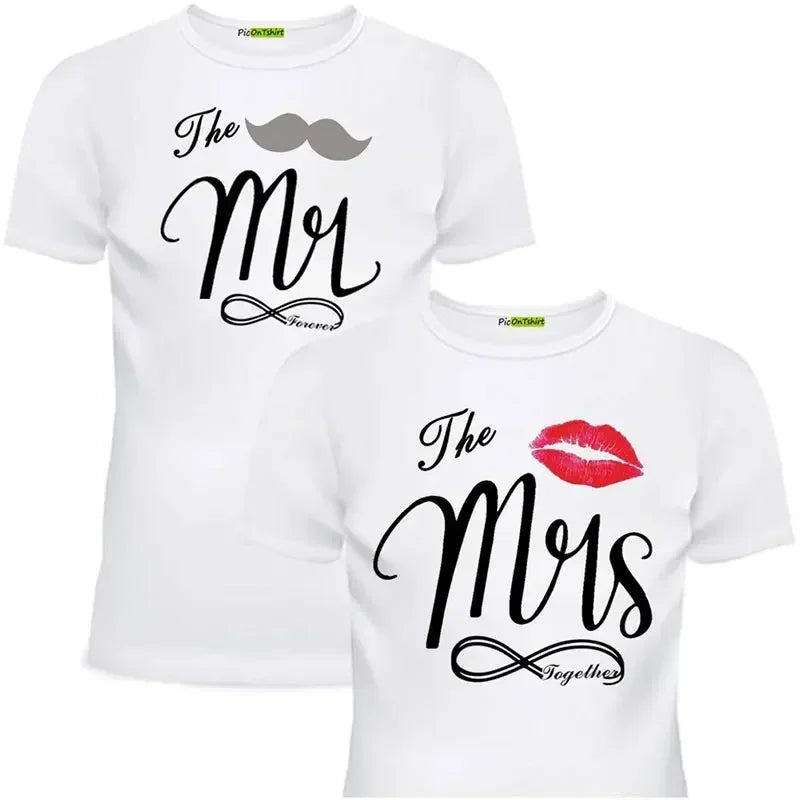 Couple Matching Shirts Outfits Set for Couples Him and Her Husband Wife T-shirts Anniversary Gifts Clothes Dating Couples Tshirt