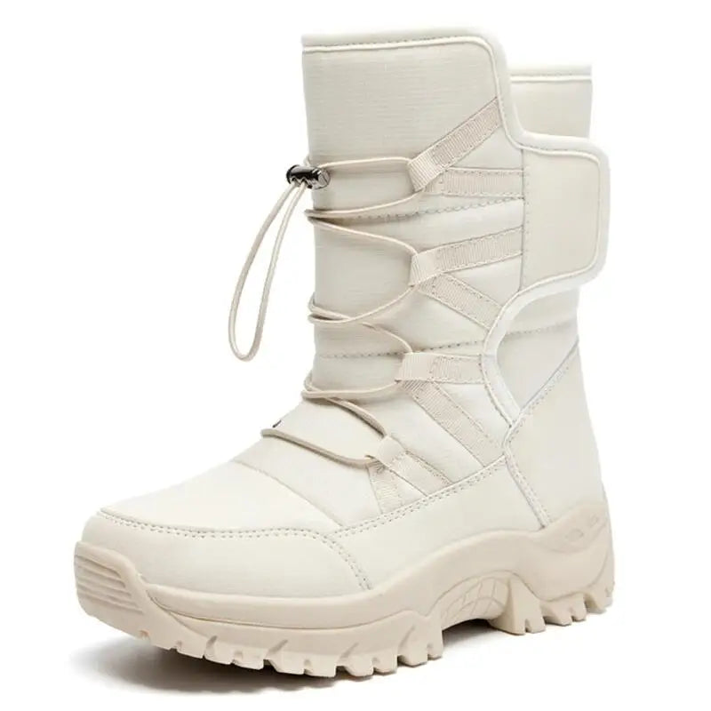 New Winter Hiking Boots Warm Plush Men's Boots High Top Couple Snow Boots Winter Outdoor Anti-Slip Ankle Boots Work Casual Boots