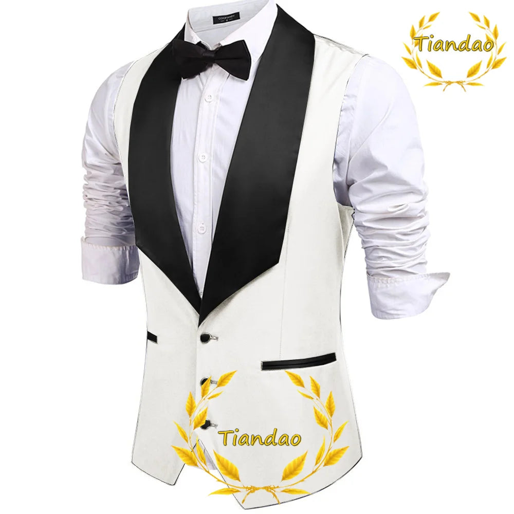Men's Suit Vest Wedding Groom Sleeveless Jacket Lapel Slim Fit Workwear 3 Buttons Waistcoat Steampunk chaleco hombre