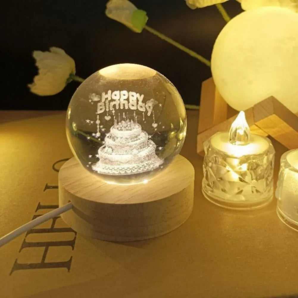 【Christmas birthday gifts】NEW Night Light Book Bear Rose USB LED Night Light Galaxy Saturn 3D Crystal Ball Mood Light Christmas