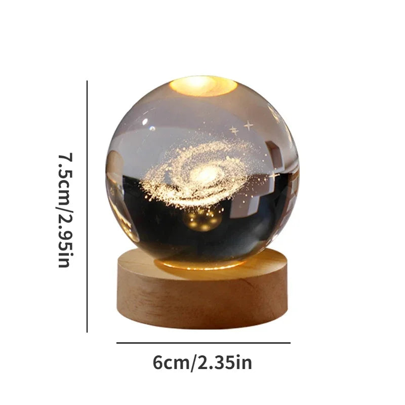 【Christmas birthday gifts】NEW Night Light Book Bear Rose USB LED Night Light Galaxy Saturn 3D Crystal Ball Mood Light Christmas