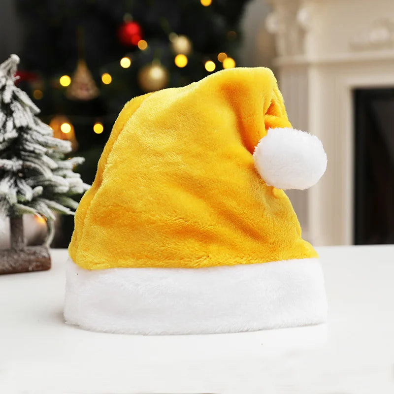 Christmas Santa Hat For Adults And Kids Unisex Velvet Cozy short Plush Red Xmas Hats 2025 New Year's Holiday Party Supplies