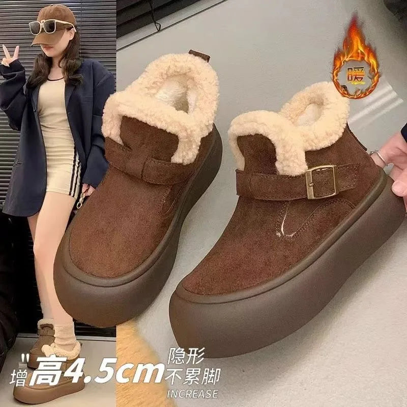 Winter snow boot casual cotton slipper cotton shoes outer wear bag heel thick sole home plush outer wear versatil non-slip