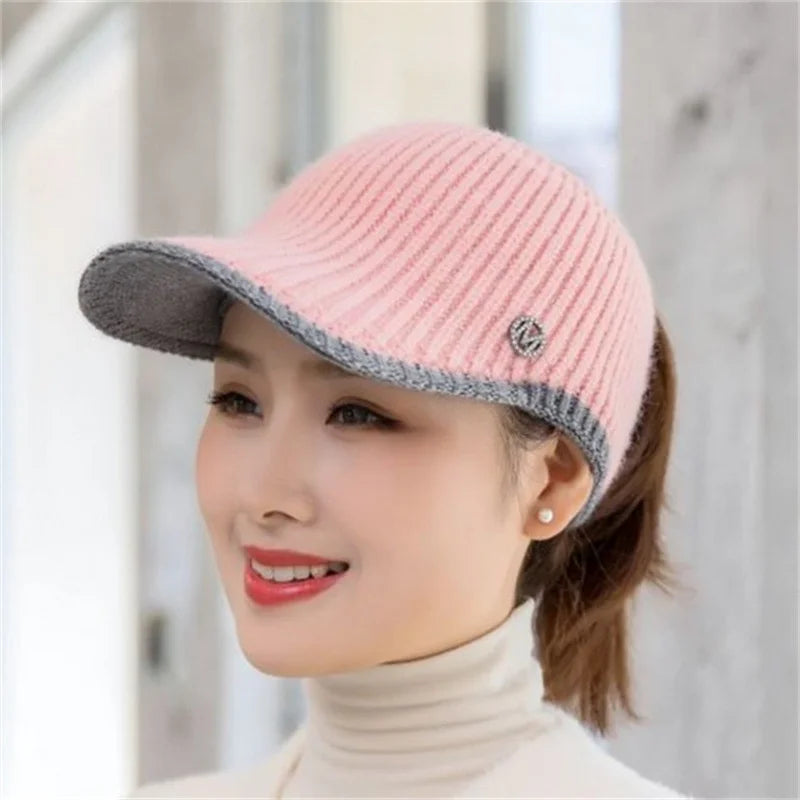 2023 Hats For Women Autumn Winter Sports Empty Top Golf Caps Female Knitted Warm Baseball Cap Fashion Running Golf Sun Hat