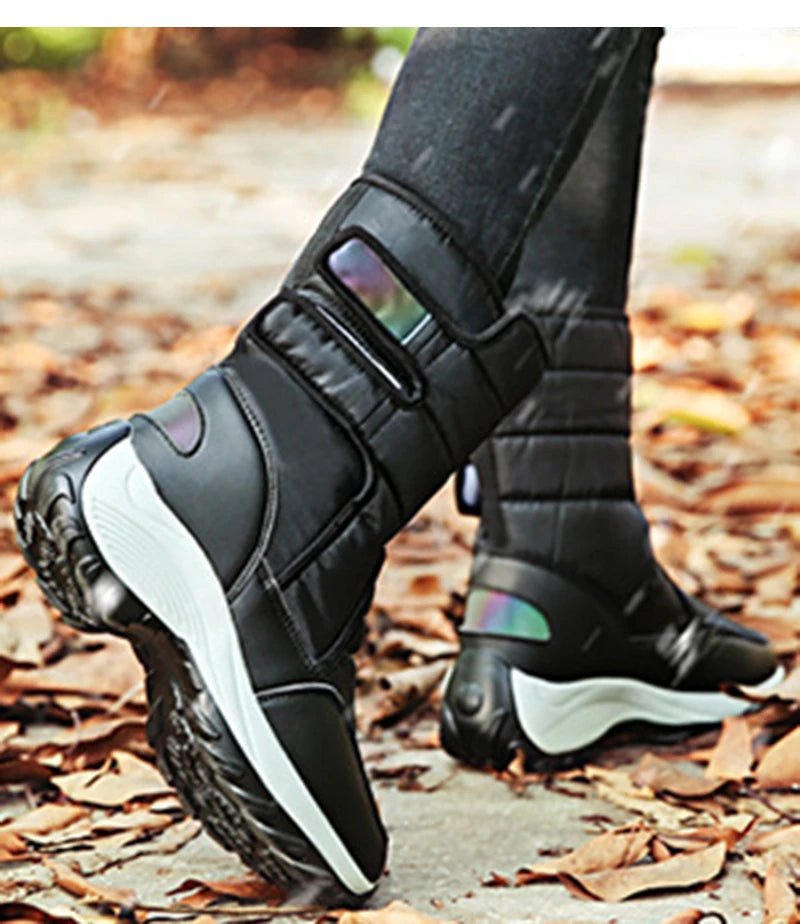 Waterproof Boots Women Winter Shoes Platform Boots WithThick Fur Mid-Calf Snow Boots Fashion Wedge Botas Mujer Shoes Woman