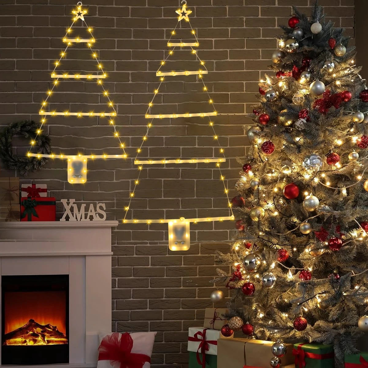 Christmas Tree Warm LED Ladder Lights Navidad Natal Noel Light Garland Merry Christmas Decorations For Home 2024 New Year 2025