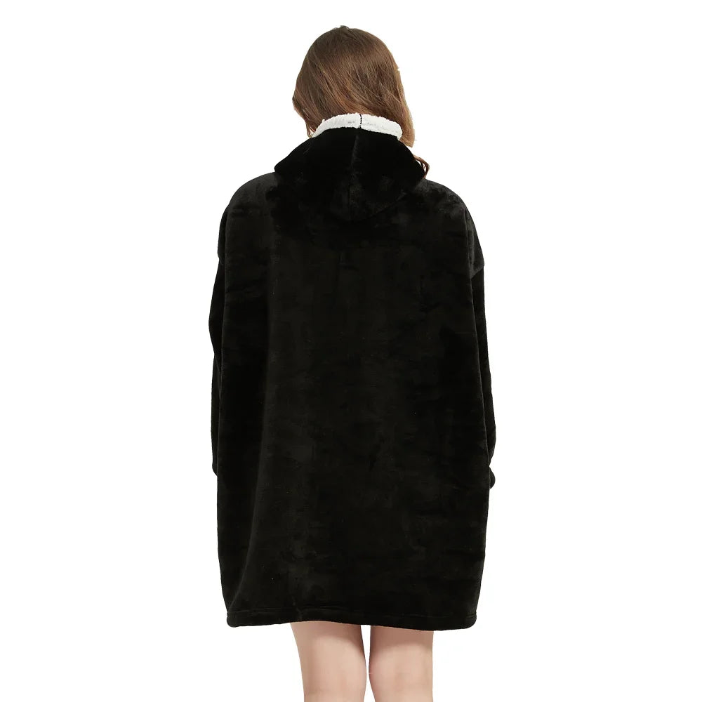 Winter Wearable Blankets Soft Warm Blanket Hoodie Sweatshirt Women Men Pullover Fleece Oversized Giant TV Blankets