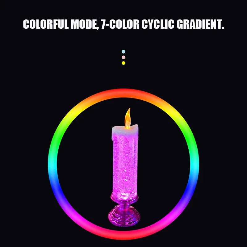 Christmas LED Candle Night Light Swirling Glitter & Colorful