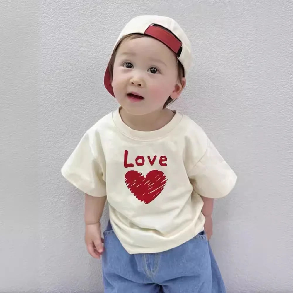 Love Family Matching Outfits 2025 New Arrival - Stylish One Family Parent-Child Love Short Sleeve T-shirt for Baby