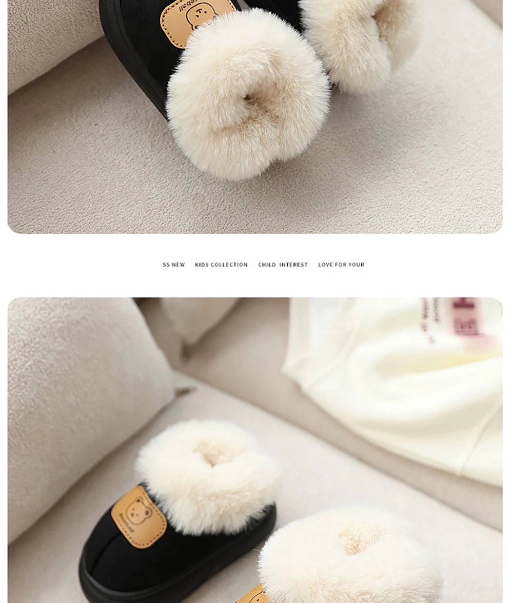 Cute Cartoon Winter Boots For Children Boy's Girl's Plush Boots Thick Warm Velvet Faux Fur Snow Boots For Toddler Kid's Boots