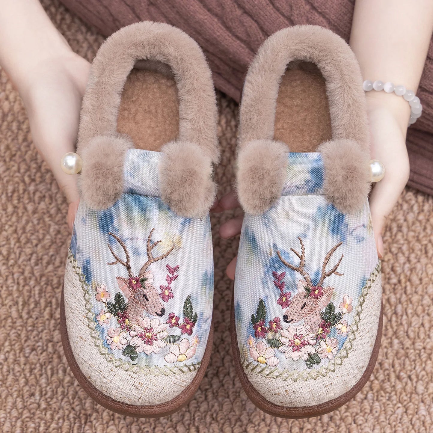 Winter Snow Boots For Women Brand Plus Thick Fur Cotton Shoes Outdoor Warm Footwear Embroidery ladies Ankle Boot Lazy Shoes