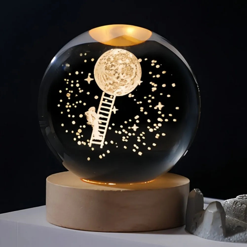 【Christmas birthday gifts】NEW Night Light Book Bear Rose USB LED Night Light Galaxy Saturn 3D Crystal Ball Mood Light Christmas