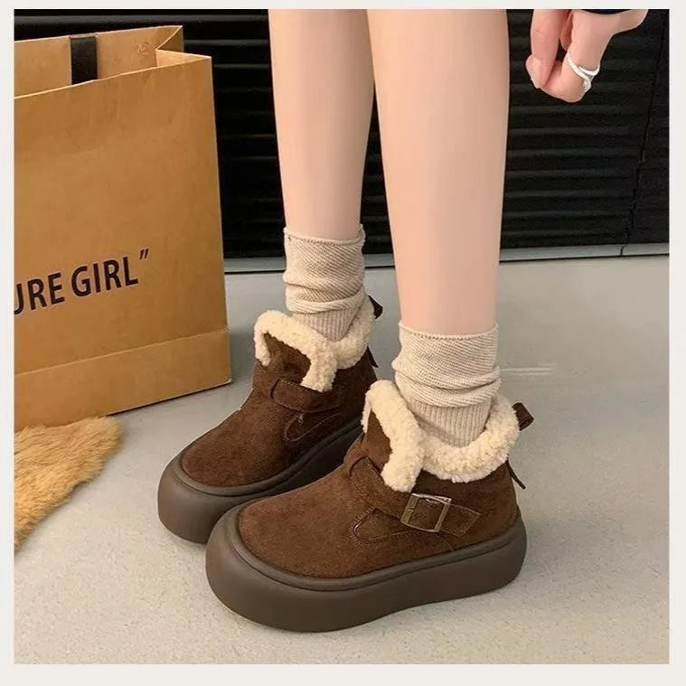 Winter snow boot casual cotton slipper cotton shoes outer wear bag heel thick sole home plush outer wear versatil non-slip