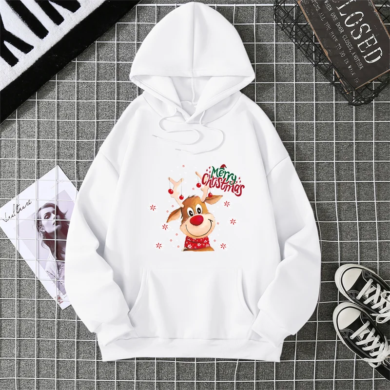 New Christmas Deer Hoodies Print Men Woman Fashion Streetwear Hooded Sweatshirts Harajuku Pullovers Unisex Tops Clothing