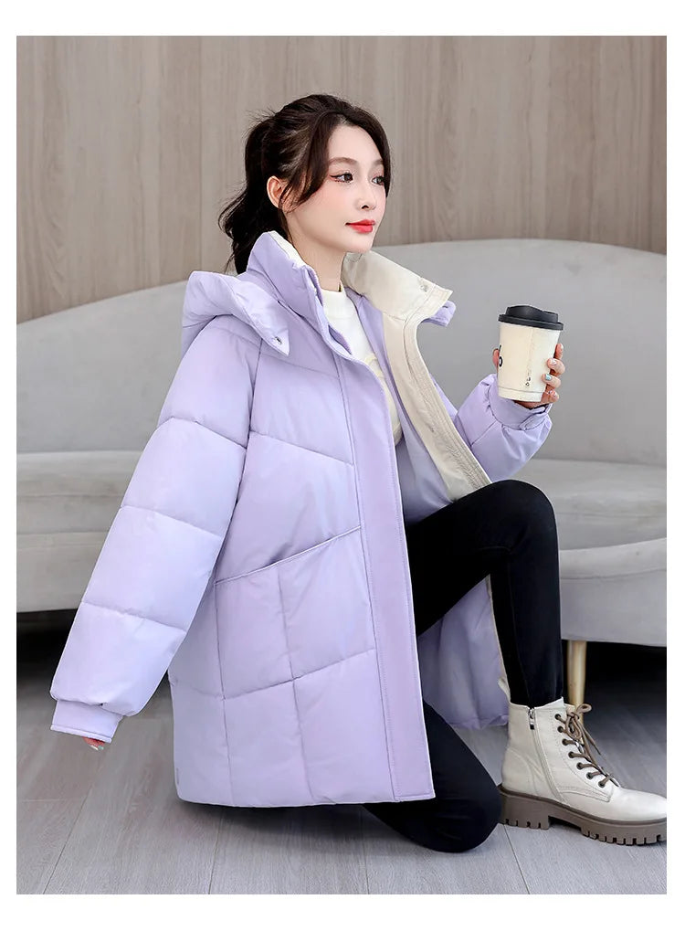 Winter New Down Long Jacket Women Warm Hooded Women's Cotton Padded Puffer Coat Fashion Temperament Overcoat Top