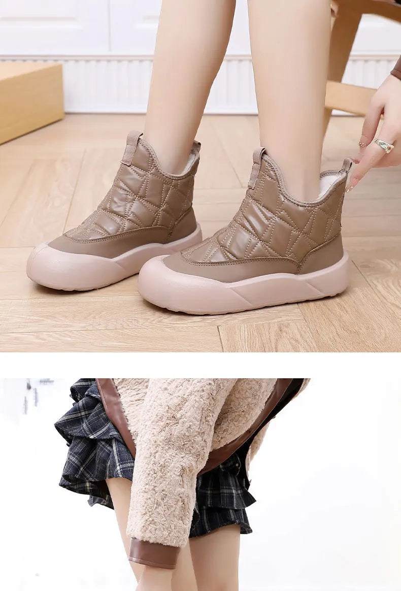 Winter boots 2025 woman warm wool fur booties waterproof lightweight mom ankle shoes warmth fur booties
