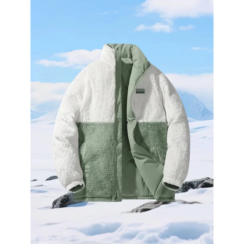 Thick Insulated Coat with Stand-Up Collar