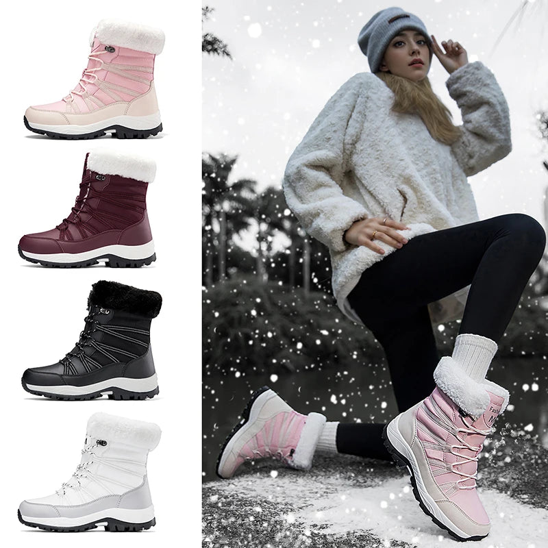 2025 Winter Snow Boots Cotton Shoes Waterproof and Cold proof Long Boots for Women Outdoor with Thick Velvet and Warmth 36-42