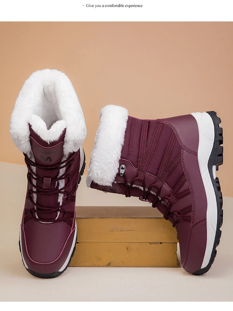2025 Winter Snow Boots Cotton Shoes Waterproof and Cold proof Long Boots for Women Outdoor with Thick Velvet and Warmth 36-42